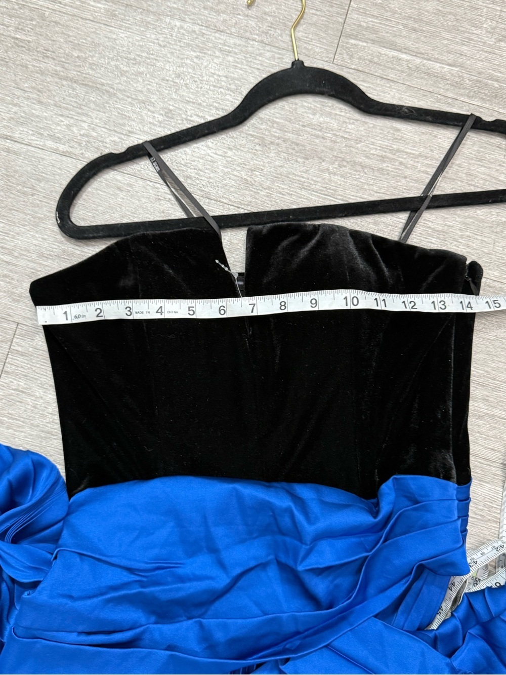 Et Ochs Strapless Velvet Bodice Pleated Gown Blue Black Formal Dress Size 6 NWT - Picture 7 of 9